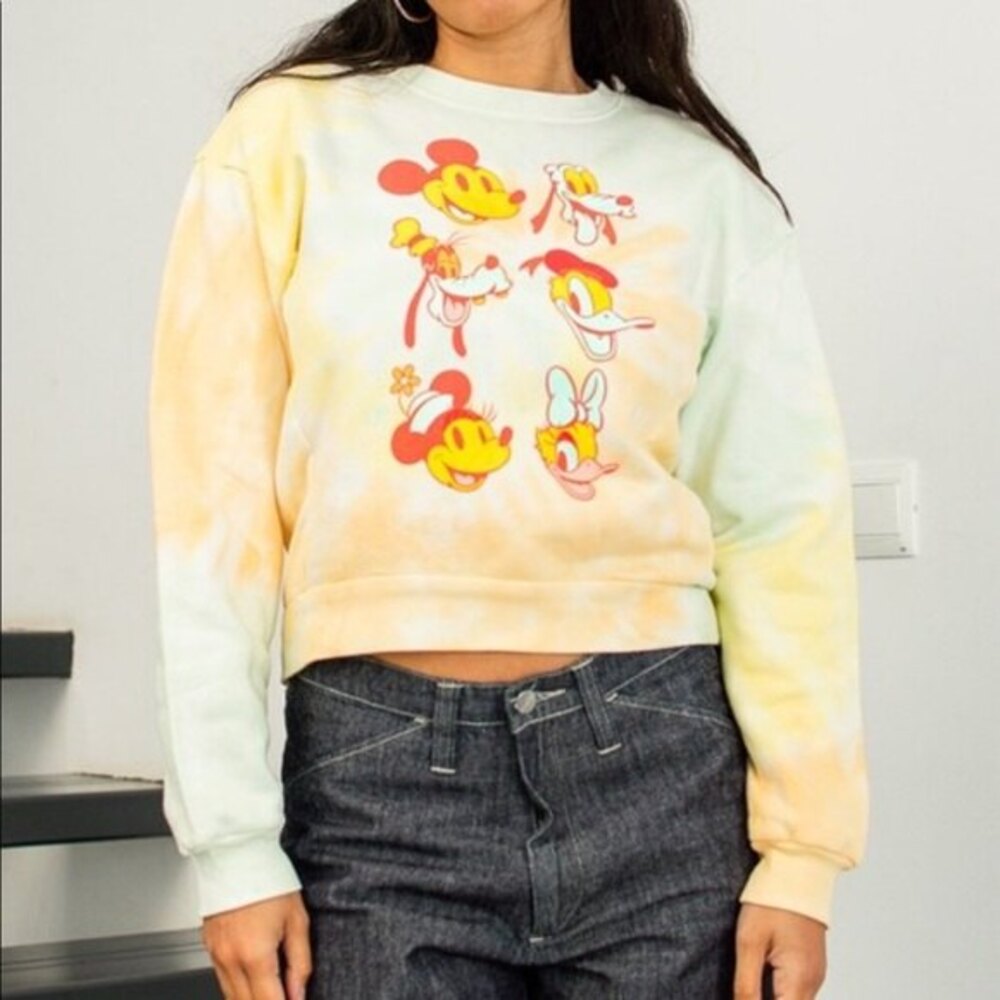 Disney Tie Dye Graphic Print Crewneck Sweatshirt XS